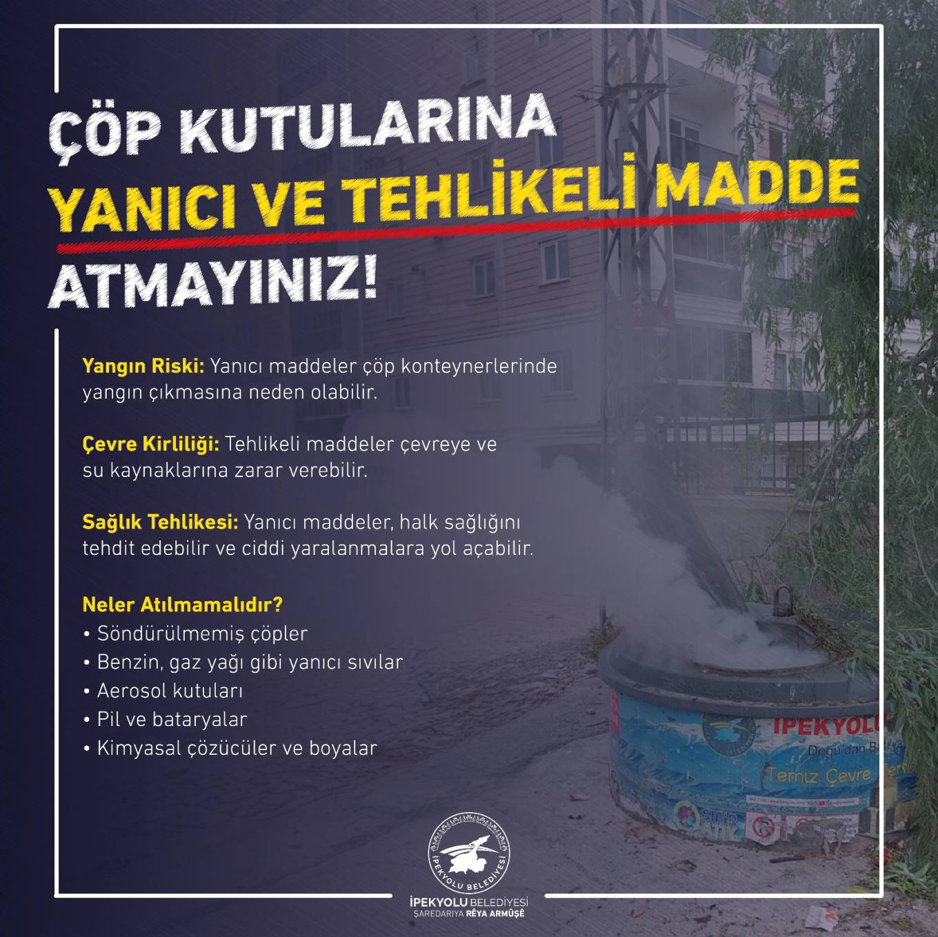 Belediyemizden uyarı: Atıkların yanlış atımı sağlığımız ve çevremiz için tehlike oluşturuyor‼️