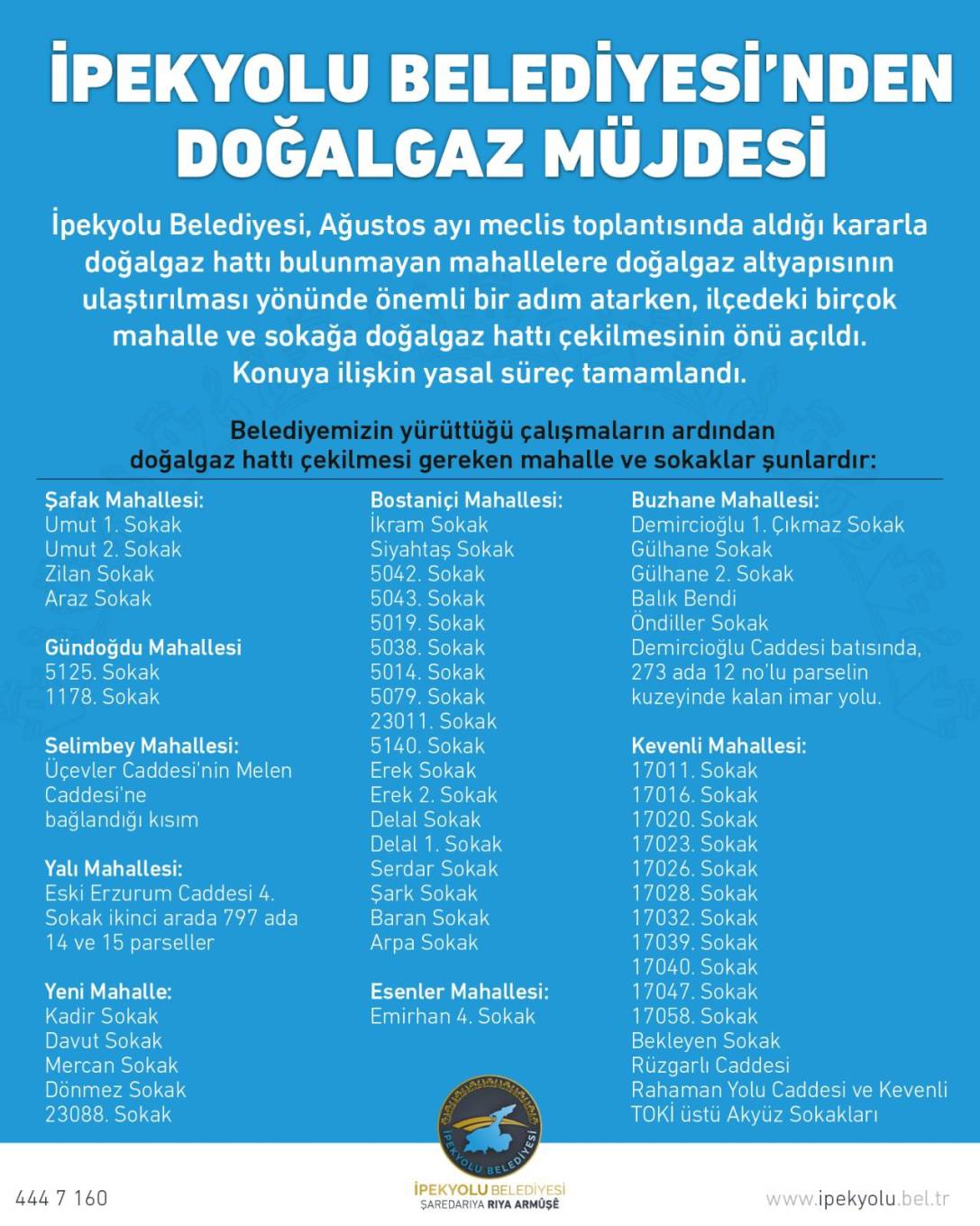 İpekyolu Belediyesi’nden Doğalgaz Müjdesi